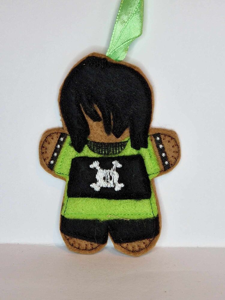 Goth Gothic Gingerbread Felt Hanging Decoration, Christmas Tree Decoration. Available as Keyring & Fridge Magnet too.