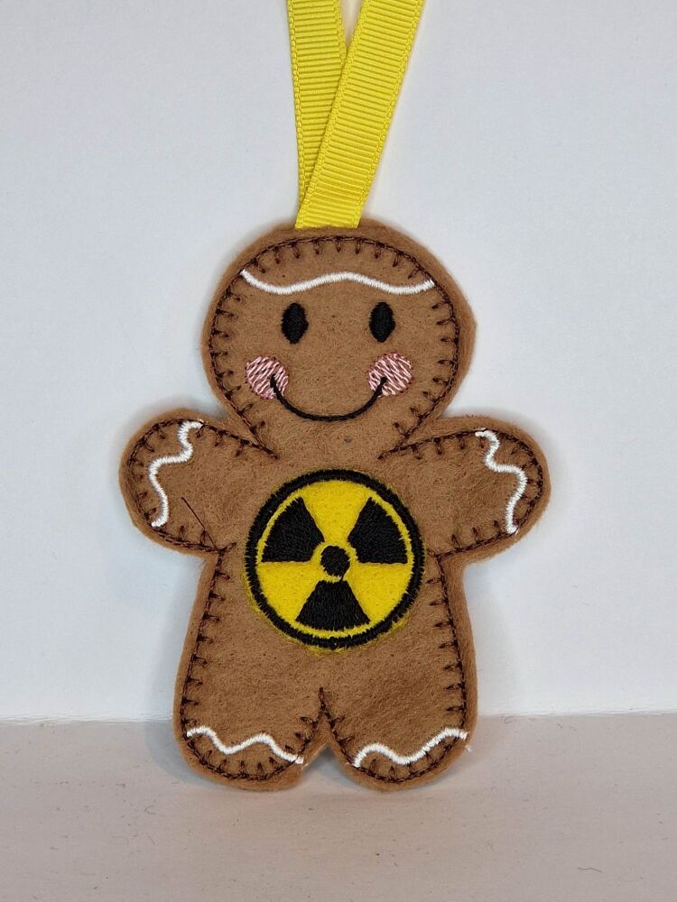 Hazard Warning Gingerbread Felt Hanging Decoration, Christmas Tree Decorati