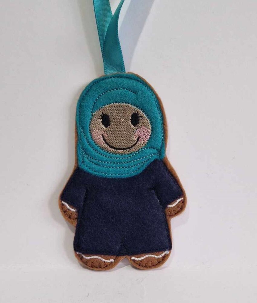 Hijab Gingerbread Felt Hanging Decoration, Christmas Tree Decoration. Avail