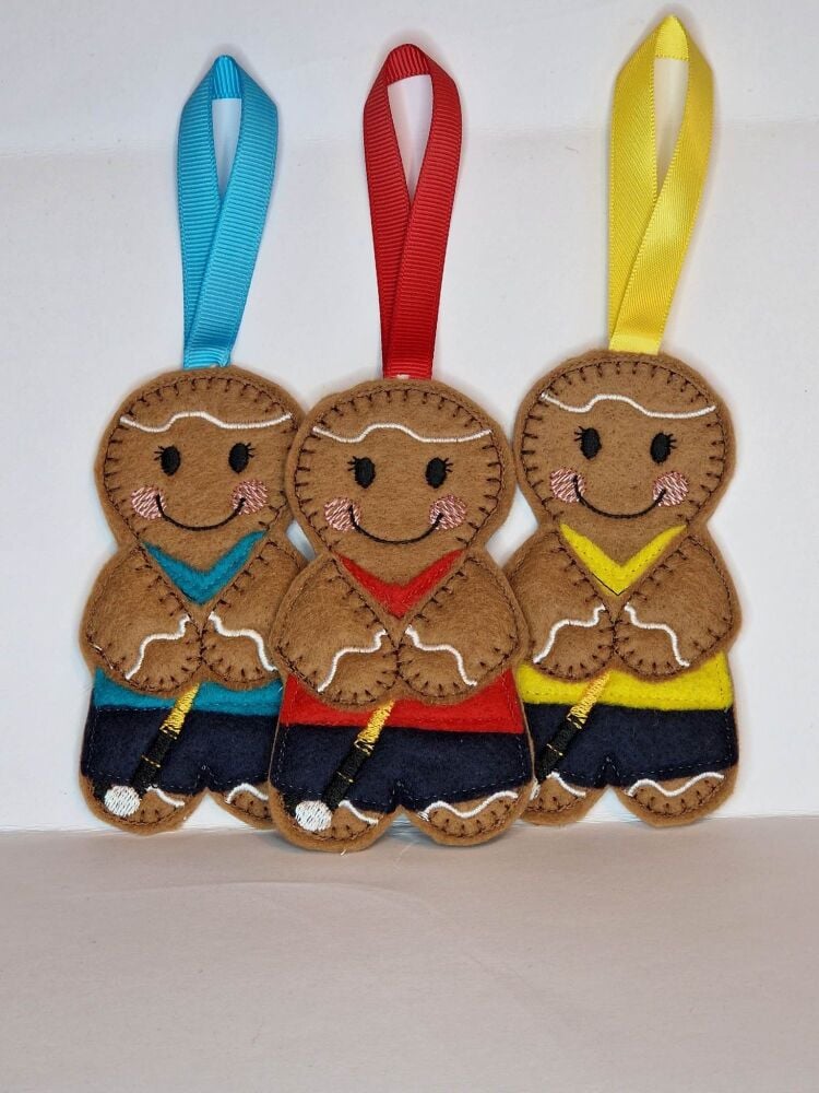 Hockey Player Gingerbread Felt Hanging Decoration, Christmas Tree Decoratio