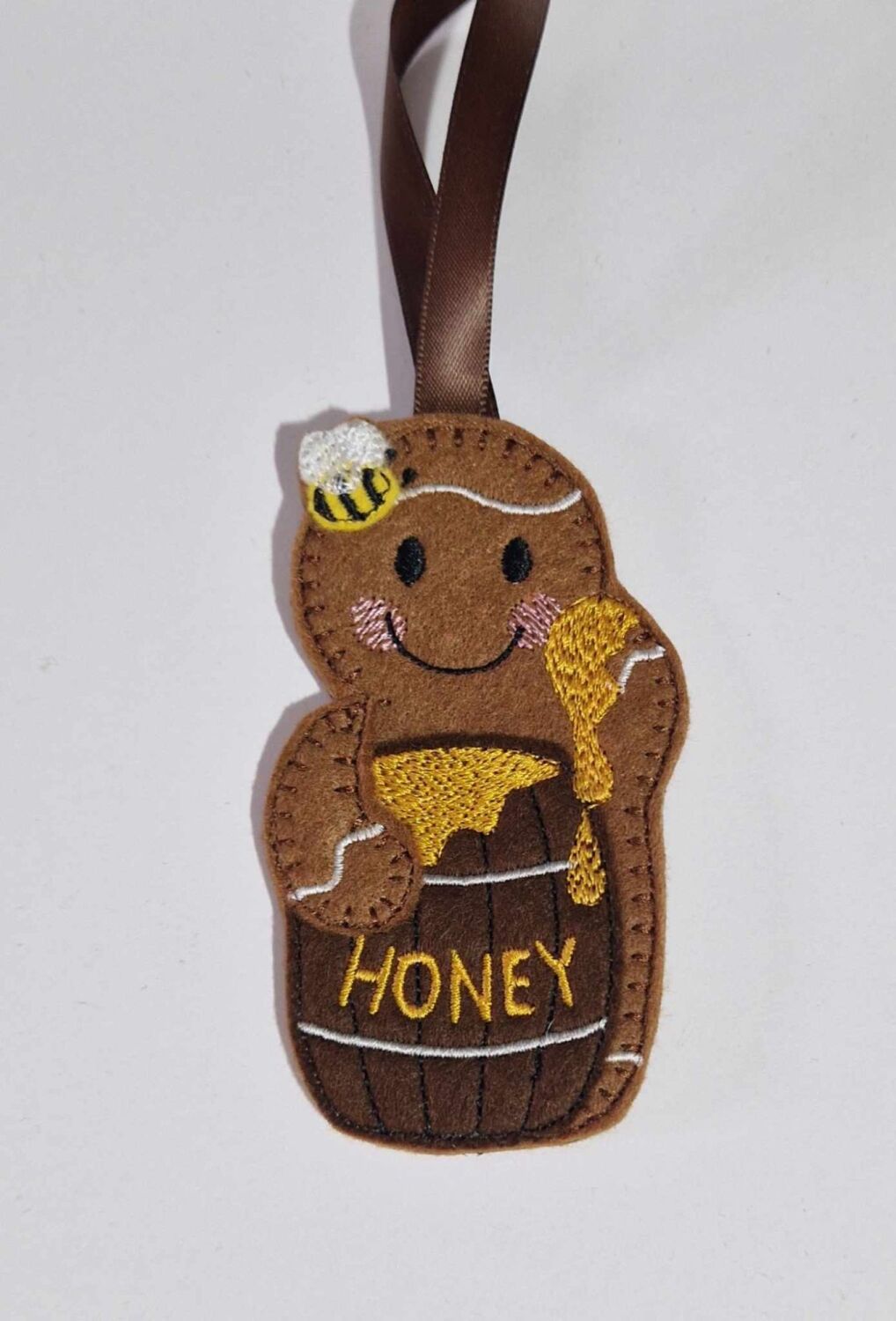 Honey Pot Gingerbread Felt Hanging Decoration, Christmas Tree Decoration. A