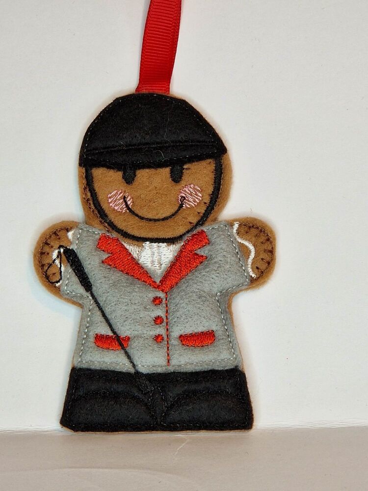 Horse Rider Gingerbread Felt Hanging Decoration, Christmas Tree Decoration.