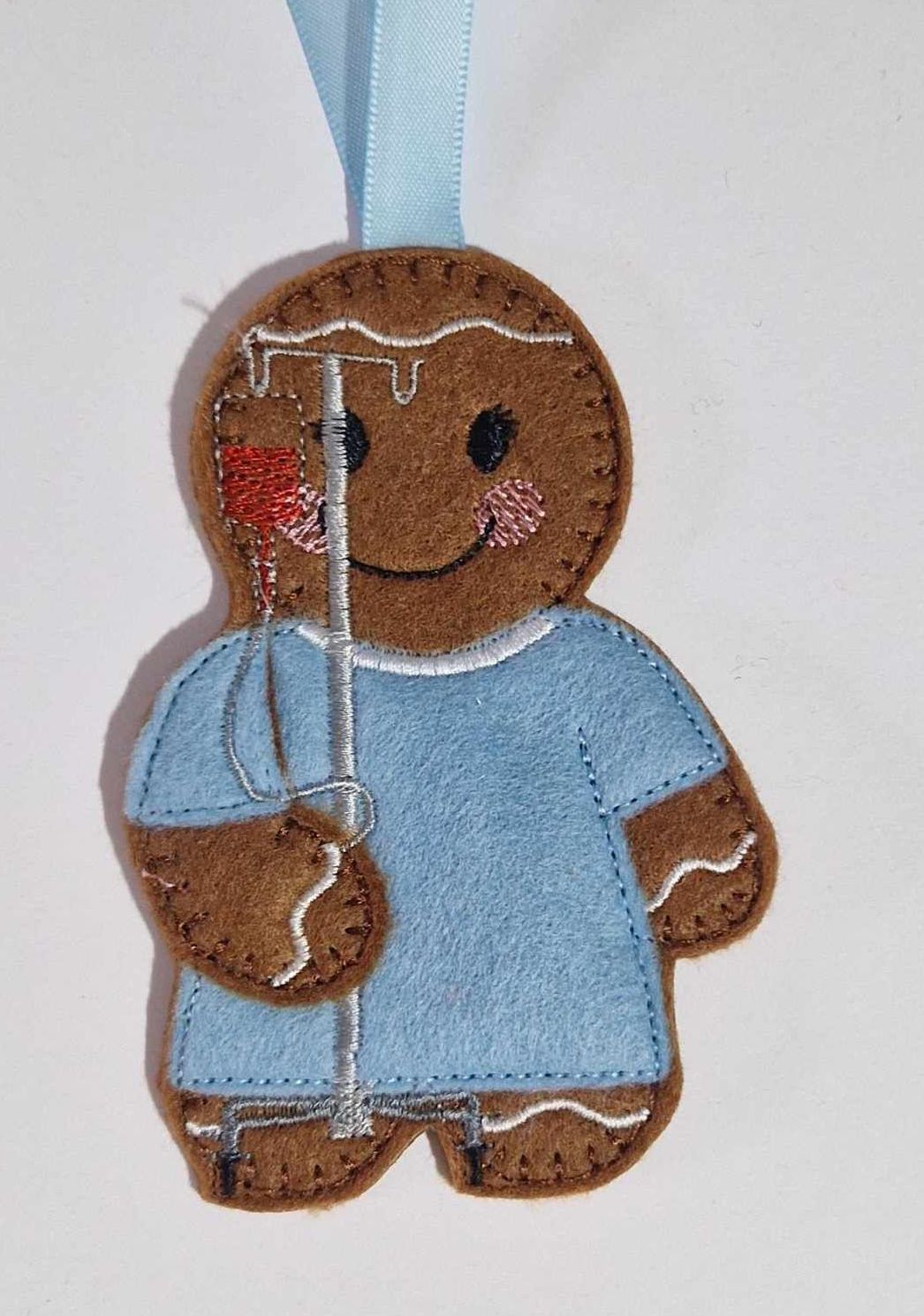 Hospital Patient Gingerbread Felt Hanging Decoration, Christmas Tree Decora