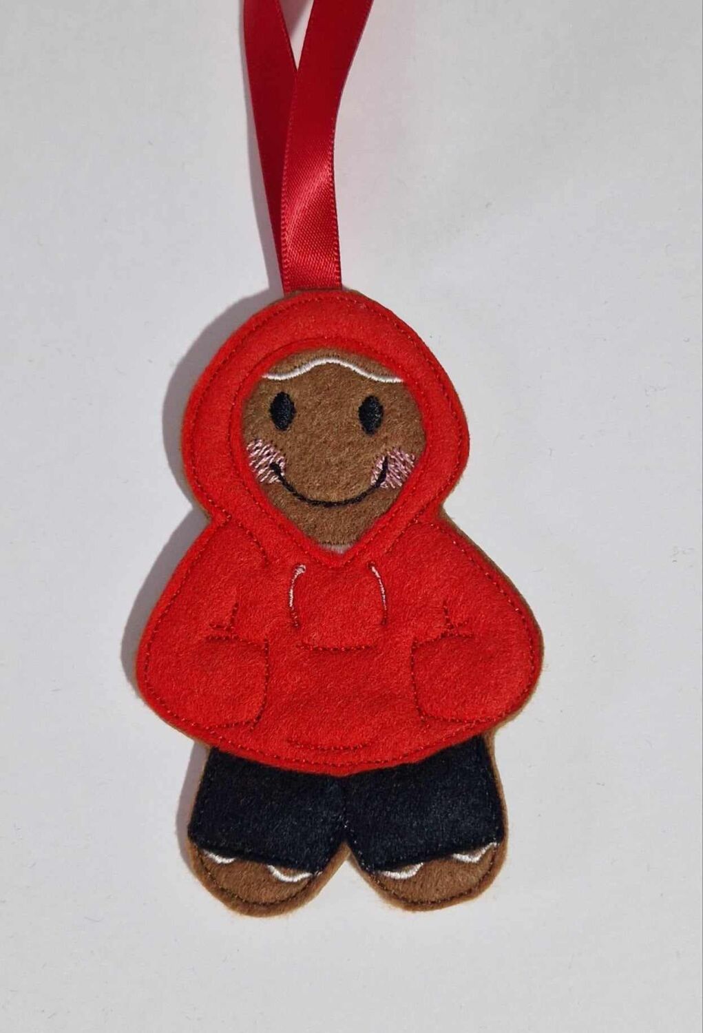 Hoodie wearing Gingerbread Felt Hanging Decoration, Christmas Tree Decorati