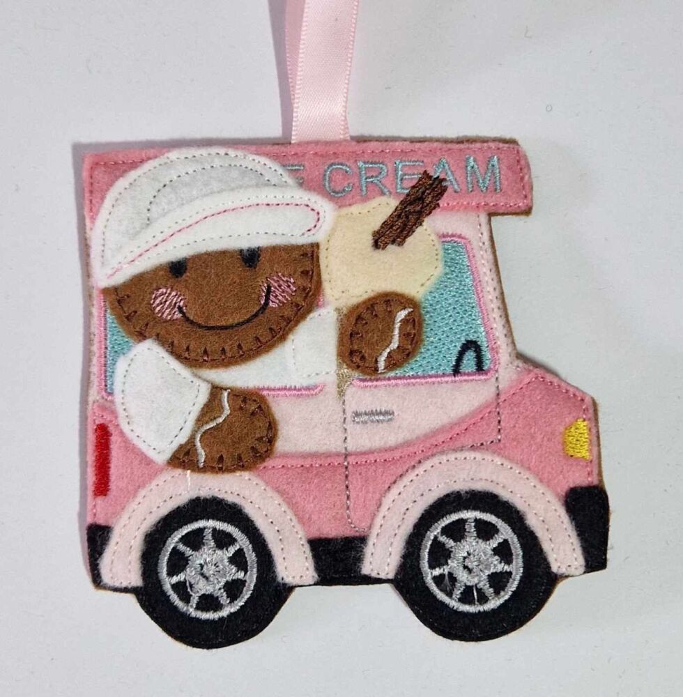 Ice Cream Van Gingerbread Felt Hanging Decoration, Christmas Tree Decoratio