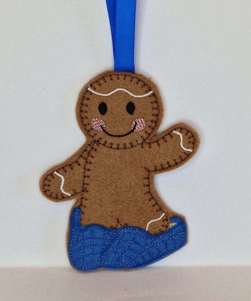 In Dad's Shoes Gingerbread Felt Hanging Decoration, Christmas Tree Decoration. Available as Keyring & Fridge Magnet too.