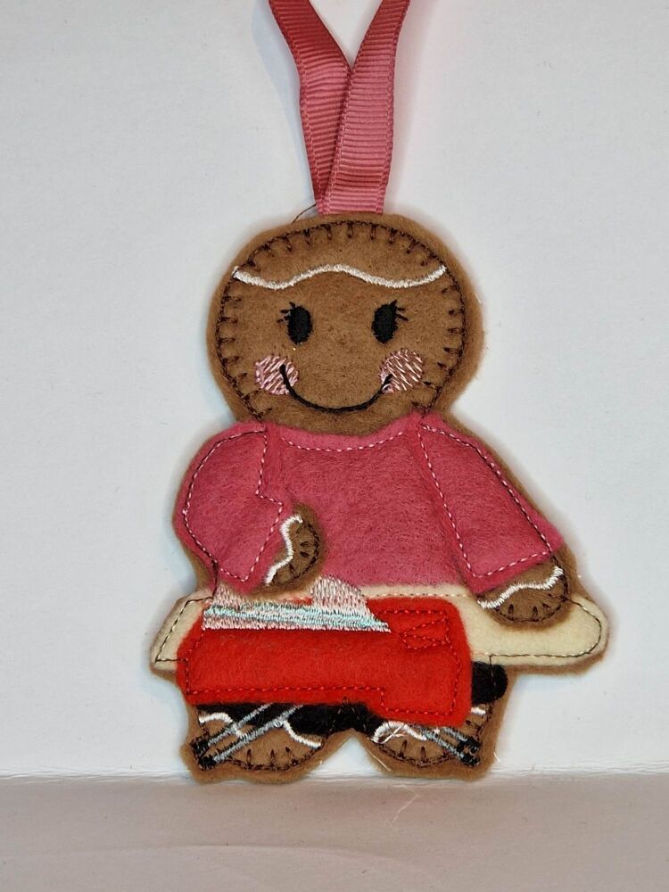 Ironing Gingerbread Felt Hanging Decoration, Christmas Tree Decoration. Ava