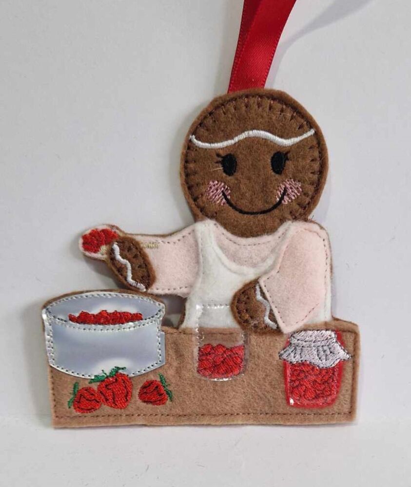 Jam Making Gingerbread Felt Hanging Decoration, Christmas Tree Decoration.