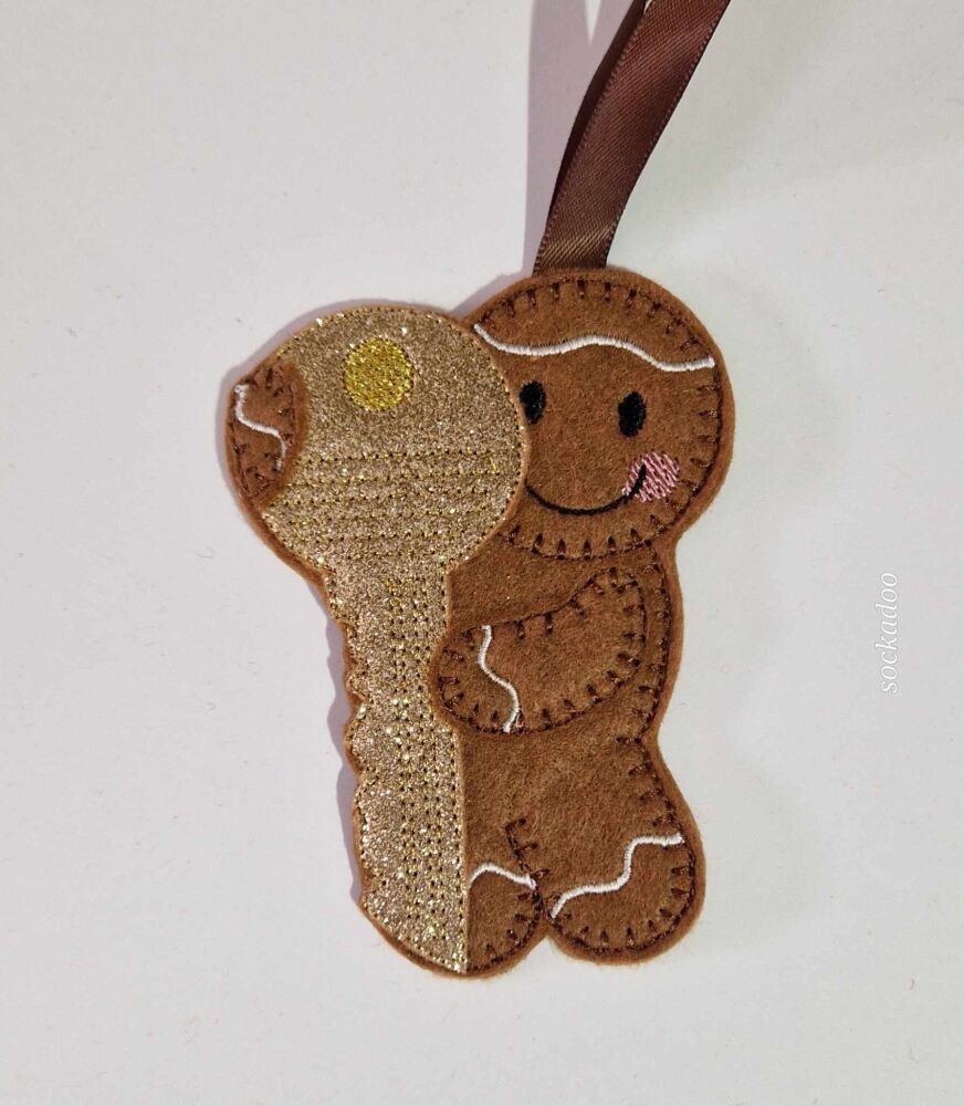 Key Gingerbread Felt Hanging Decoration, Christmas Tree Decoration. Availab