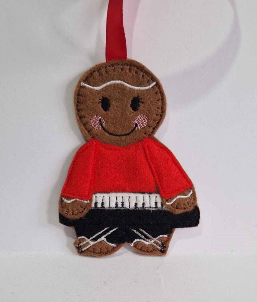 Keyboard Musical Instrument Gingerbread Felt Hanging Decoration, Christmas 