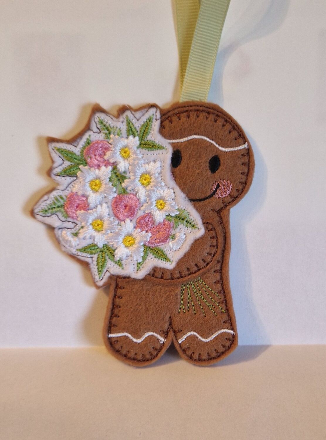 Flower Bouquet Gingerbread Felt Hanging Decoration, Christmas Tree Decorati