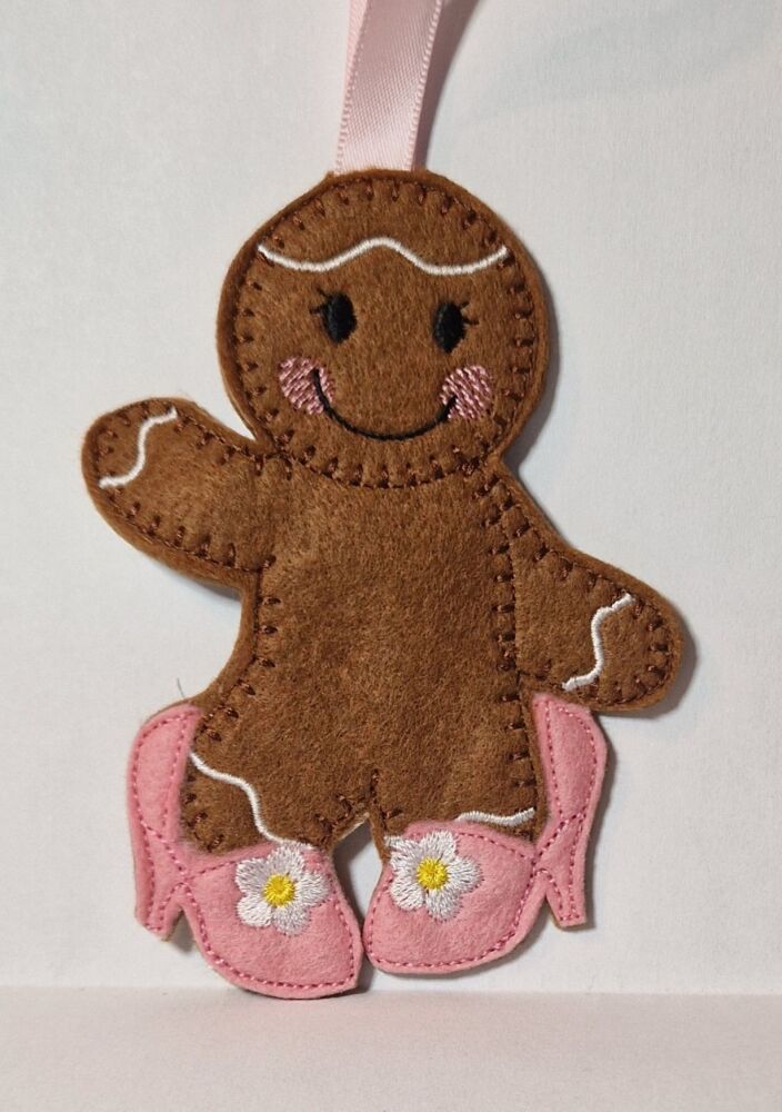 In Mum's Shoes Gingerbread Felt Hanging Decoration, Christmas Tree Decoration. Available as Keyring & Fridge Magnet too.