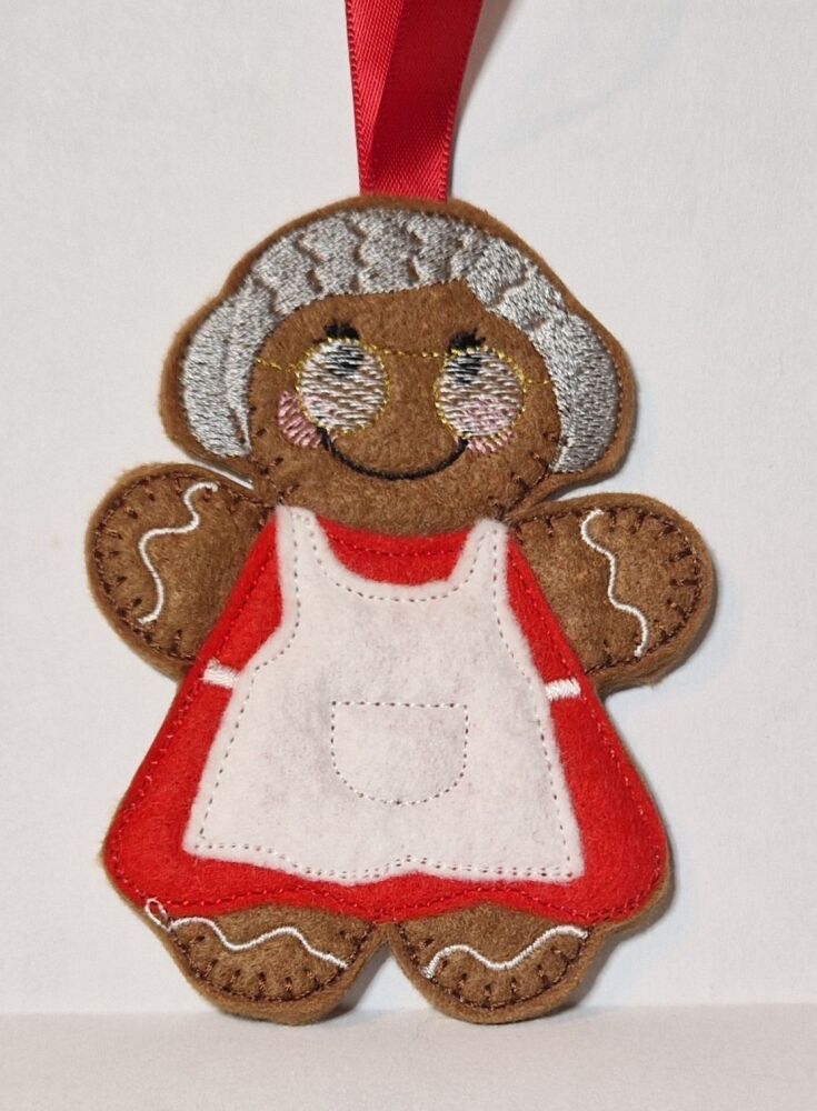 Grandparents  Gingerbread Felt Hanging Decoration, Christmas Tree Decoration. Available as Keyring & Fridge Magnet too.