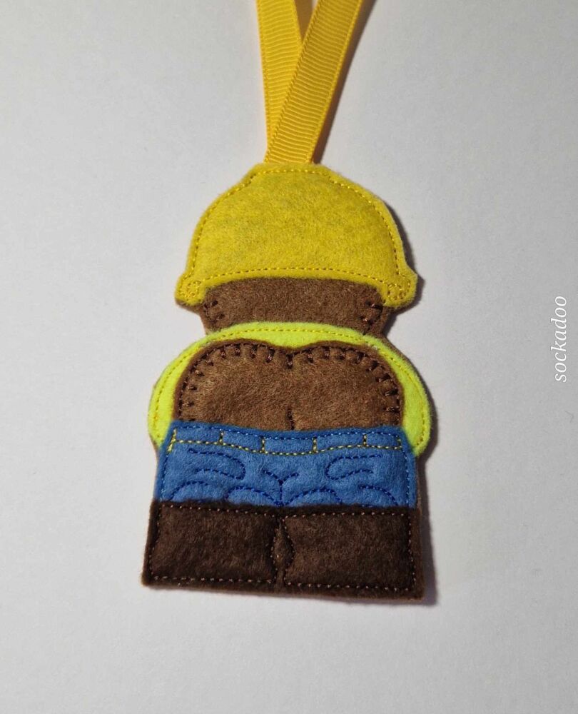 Construction Collection Builders Bum Gingerbread Felt Hanging Decoration, C