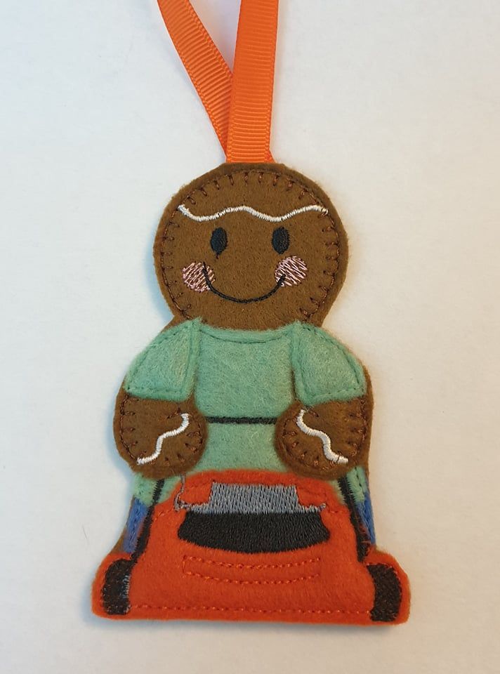 Lawn Mower Gingerbread Hanging Decoration, Fridge Magnet or Keyring.