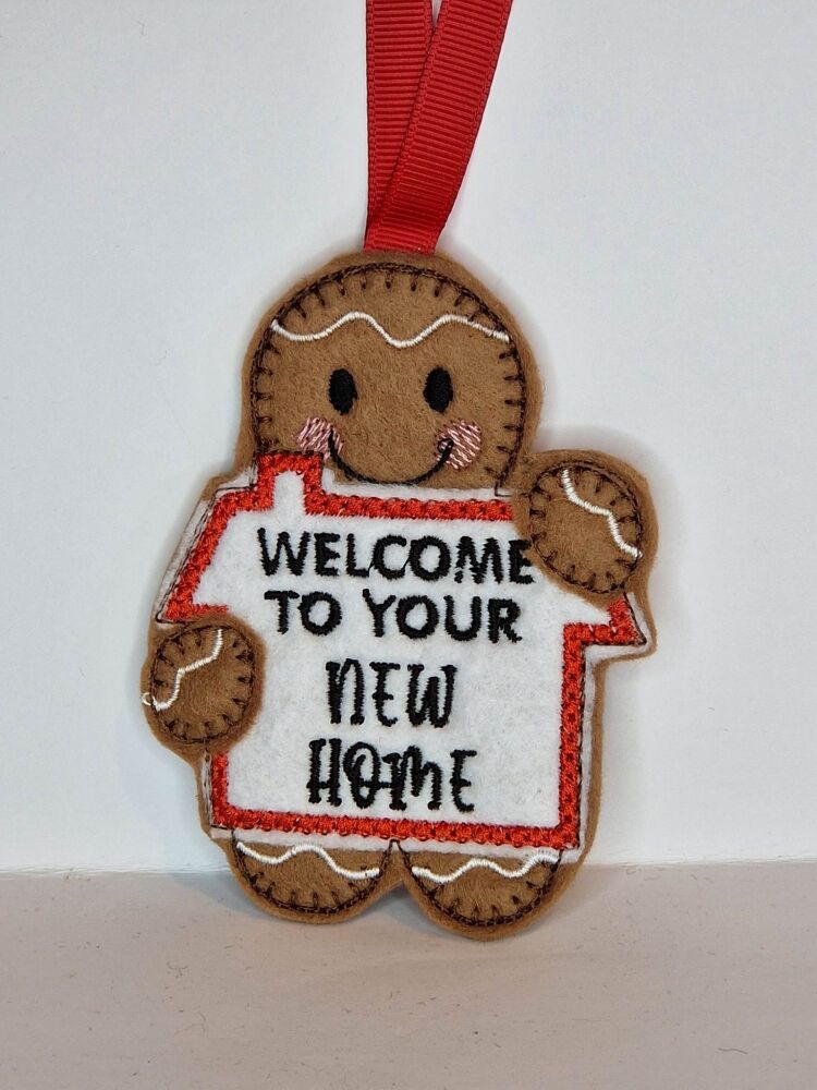 New Home Gingerbread Felt Hanging Decoration, Christmas Tree Decoration. Av