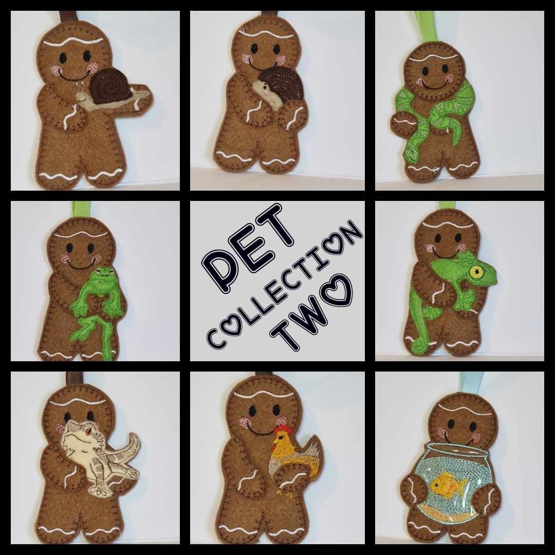 Pets Collection Gingerbread Felt Hanging Decoration, Christmas Tree Decoration. Available as Keyring & Fridge Magnet too.