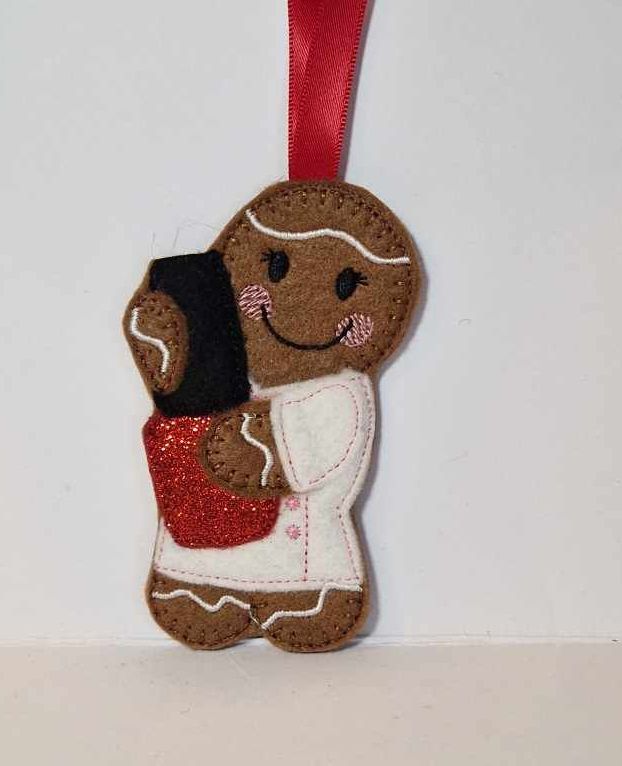 Nail Technician Gingerbread Felt Hanging Decoration, Christmas Tree Decorat