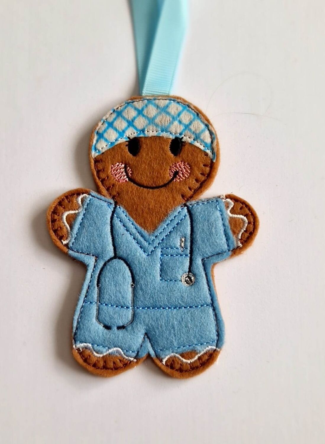 Hospital Anaesthetist Gingerbread Felt Hanging Decoration, Christmas Tree D