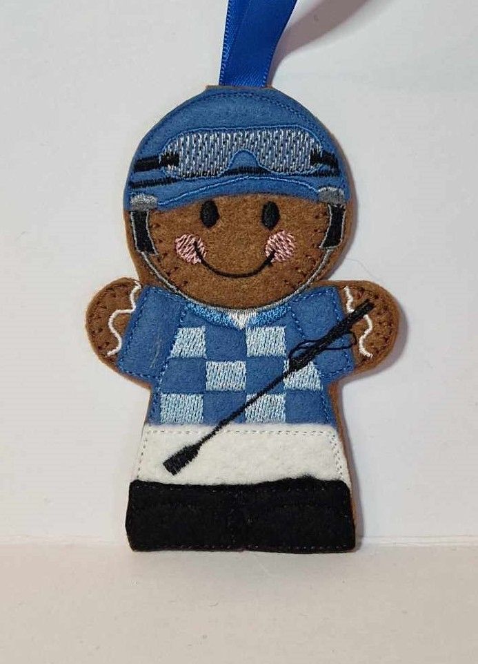 Jockey, Rider, Horseman / Horsewoman, Equestrian Gingerbread Felt Hanging Decoration, Christmas Tree Decoration. Available as Keyring & Fridge Magnet