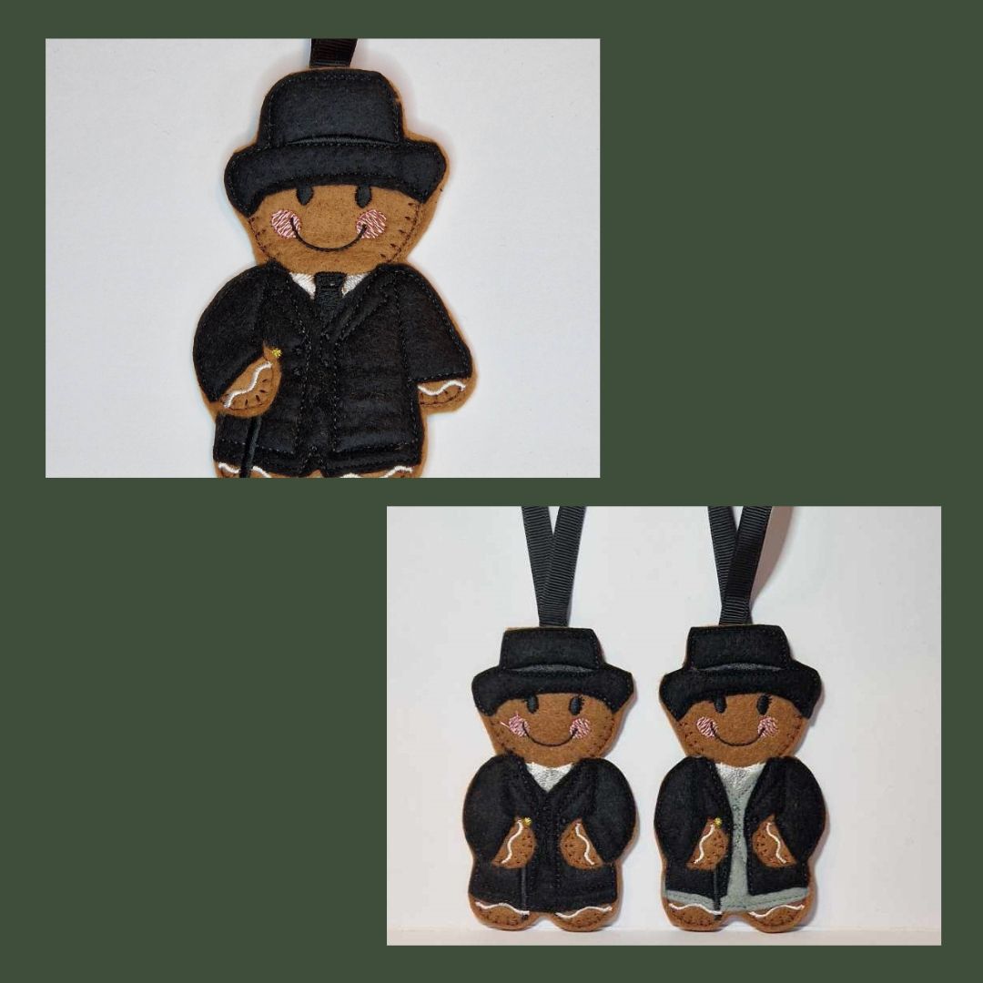 Funeral Director Gingerbread Felt Hanging Decoration, Christmas Tree Decoration. Available as Keyring & Fridge Magnet too.