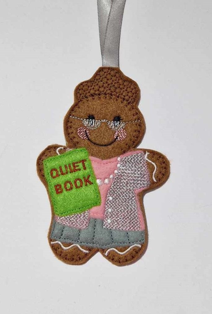 Librarian  Gingerbread Felt Hanging Decoration, Christmas Tree Decoration. Available as Keyring & Fridge Magnet too.