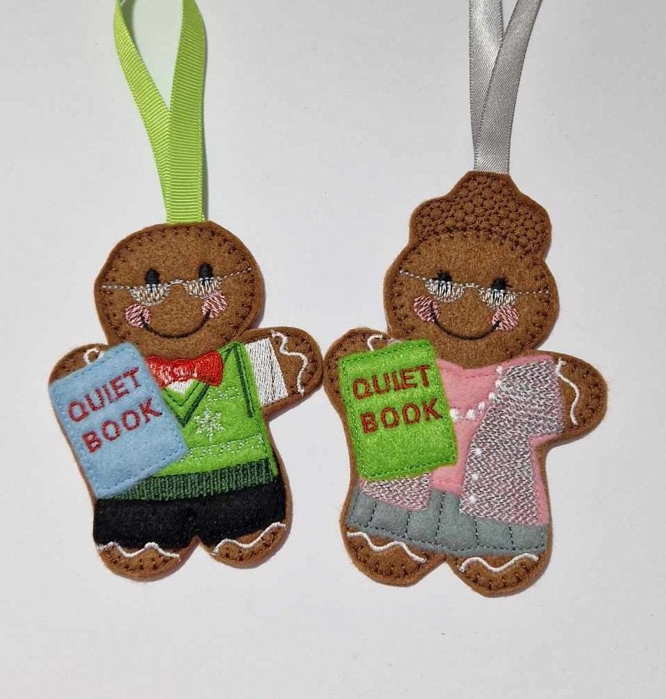 Librarian  Gingerbread Felt Hanging Decoration, Christmas Tree Decoration. Available as Keyring & Fridge Magnet too.