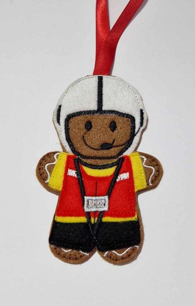 RNLI, Lifeboat, Lifeguards Gingerbread Felt Hanging Decoration, Christmas Tree Decoration. Available as Keyring & Fridge Magnet too.