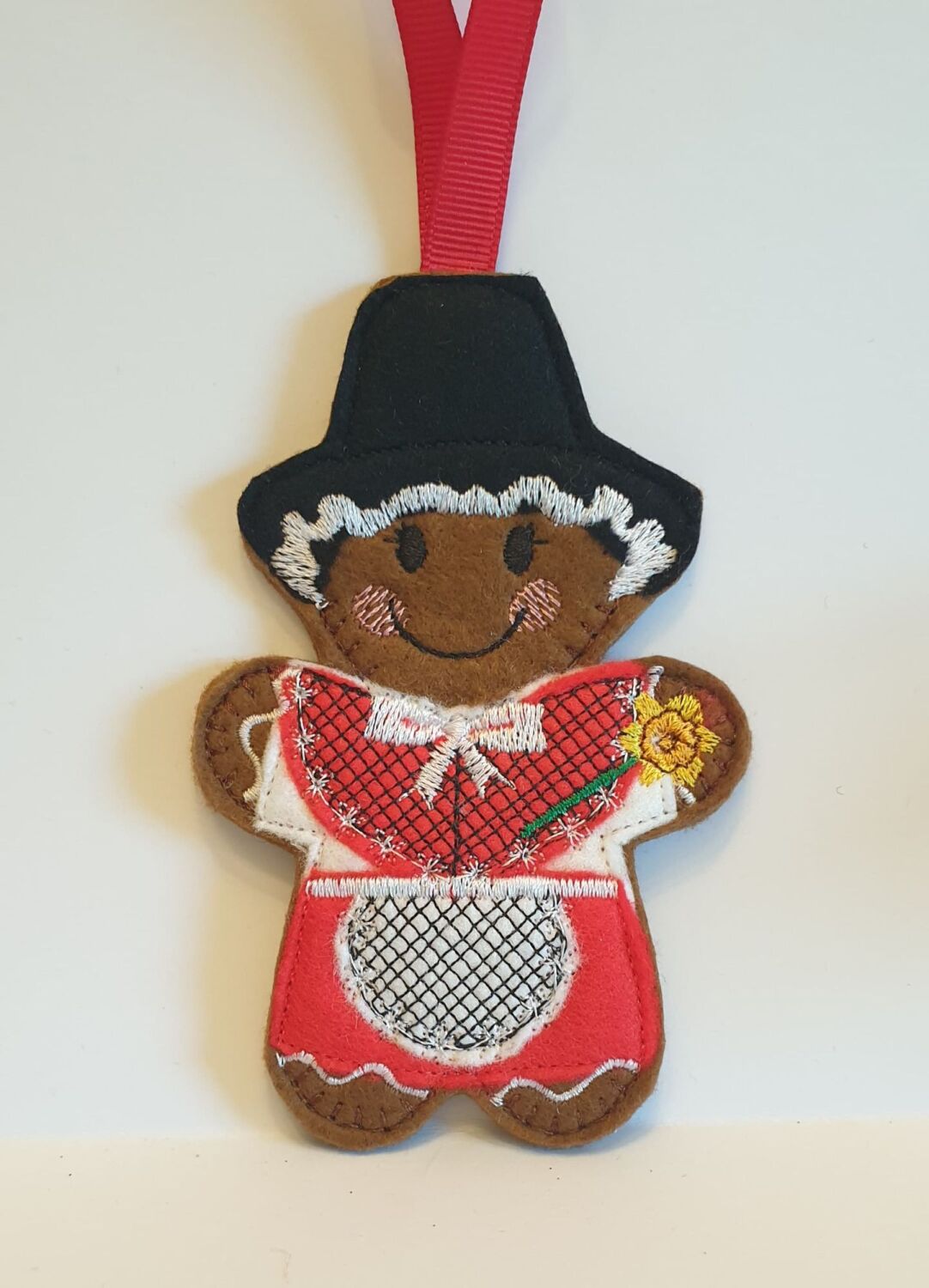 Welsh Lady Costume Gingerbread Felt Hanging Decoration, Christmas Tree Deco