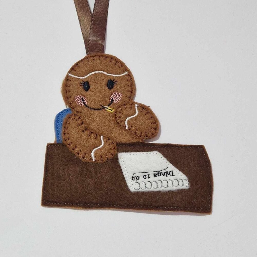 List Maker Organiser Gingerbread Felt Hanging Decoration, Christmas Tree Decoration. Available as Keyring & Fridge Magnet too.