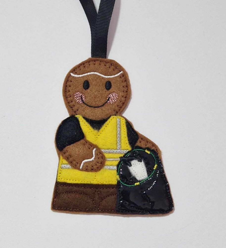 Litter Picker Gingerbread Felt Hanging Decoration, Christmas Tree Decoratio