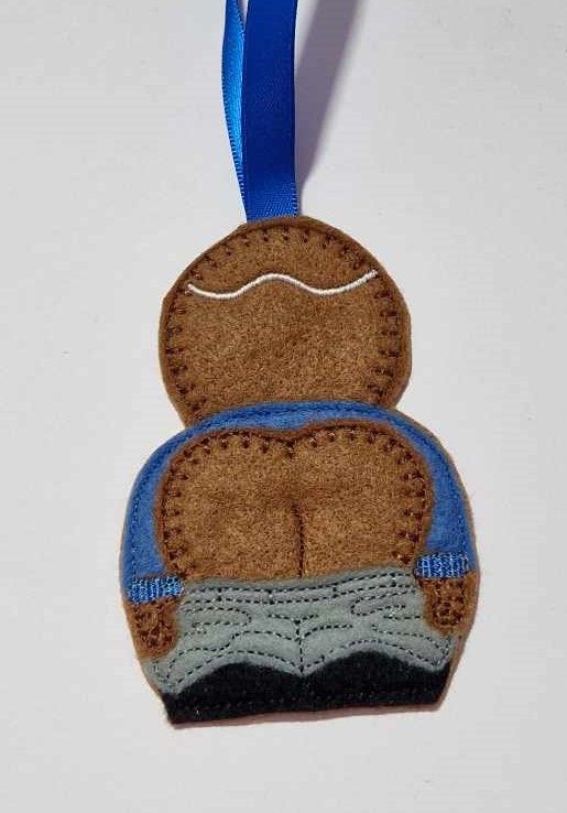 Mooning Gingerbread Felt Hanging Decoration, Christmas Tree Decoration. Ava