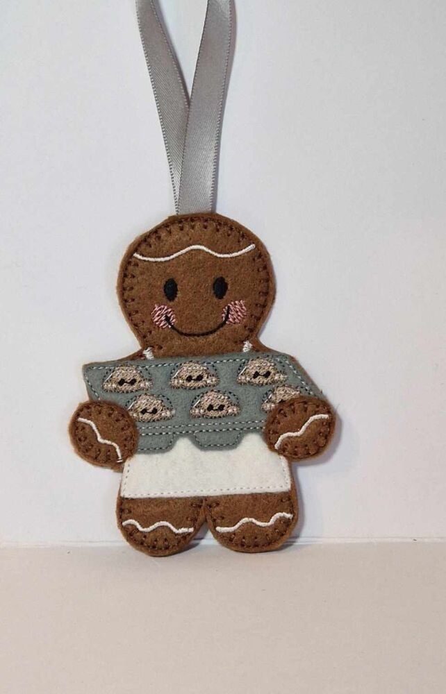 Baking Muffins Gingerbread Felt Hanging Decoration, Christmas Tree Decoration. Available as Keyring & Fridge Magnet too.