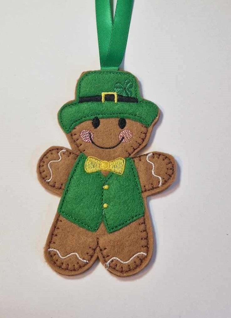 ST. Patricks Day Irish Leprechaun Gingerbread Felt Hanging Decoration, Chri