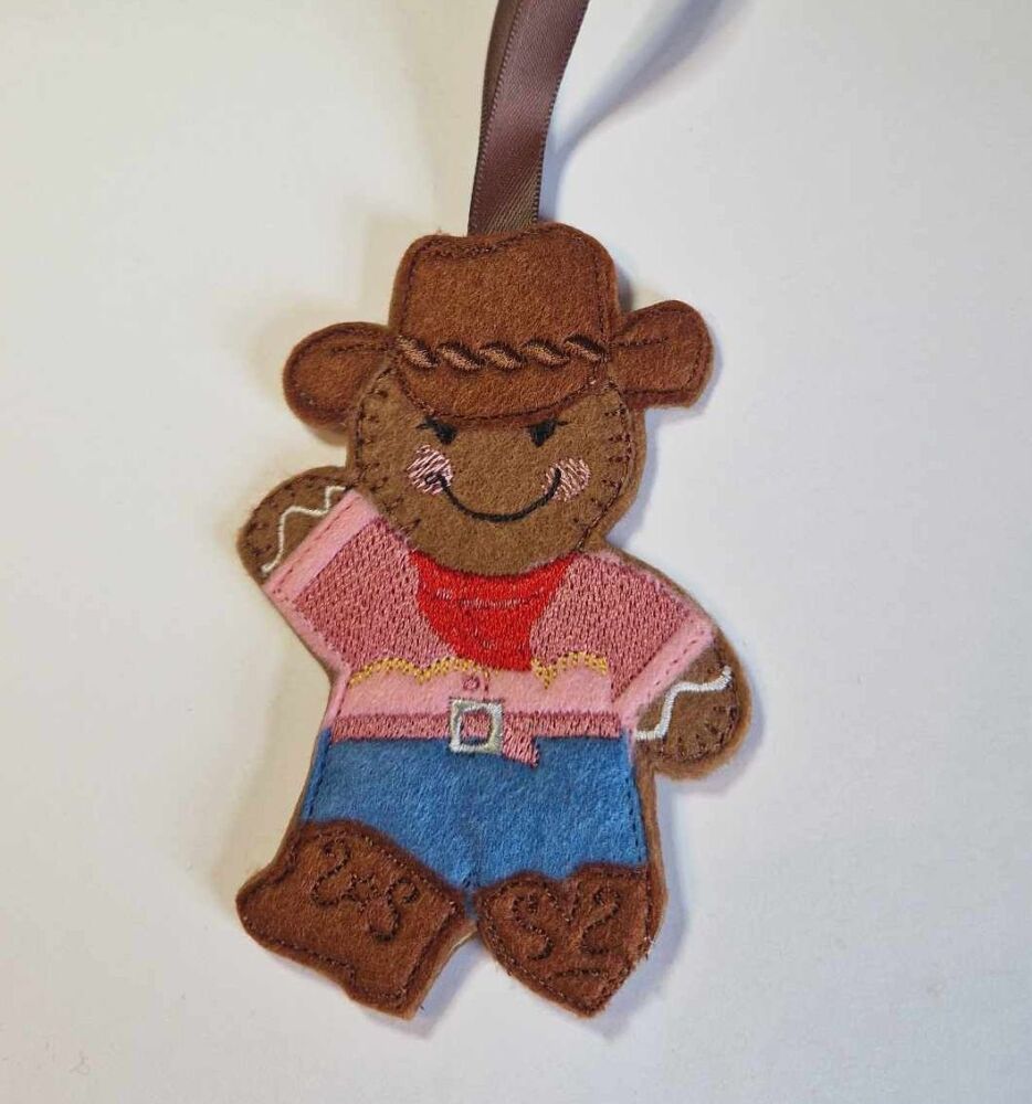 Line Dancing  Gingerbread Felt Hanging Decoration, Christmas Tree Decoration. Available as Keyring & Fridge Magnet too.