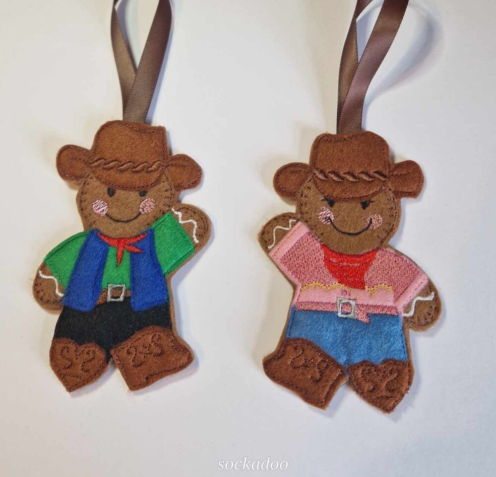 Line Dancing  Gingerbread Felt Hanging Decoration, Christmas Tree Decoration. Available as Keyring & Fridge Magnet too.