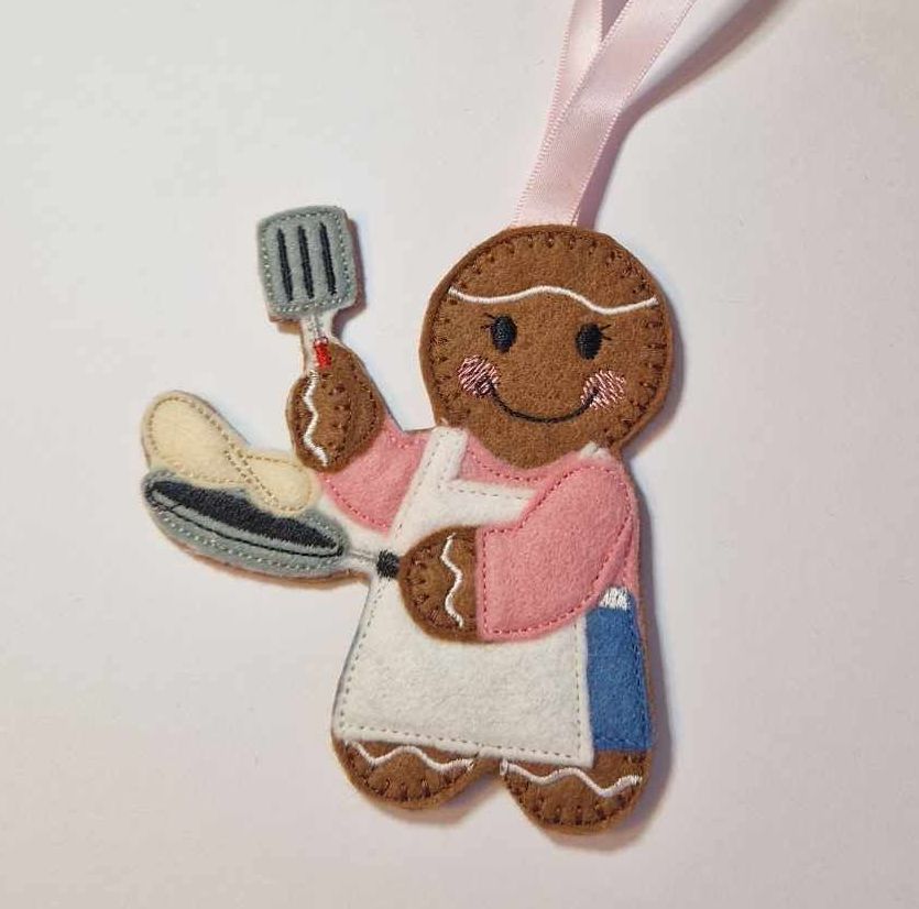 Shrove Tuesday, Pancake Maker Gingerbread Felt Hanging Decoration, Christma