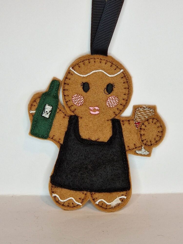 Party Girl Gingerbread Felt Hanging Decoration, Christmas Tree Decoration. Available as Keyring & Fridge Magnet too.