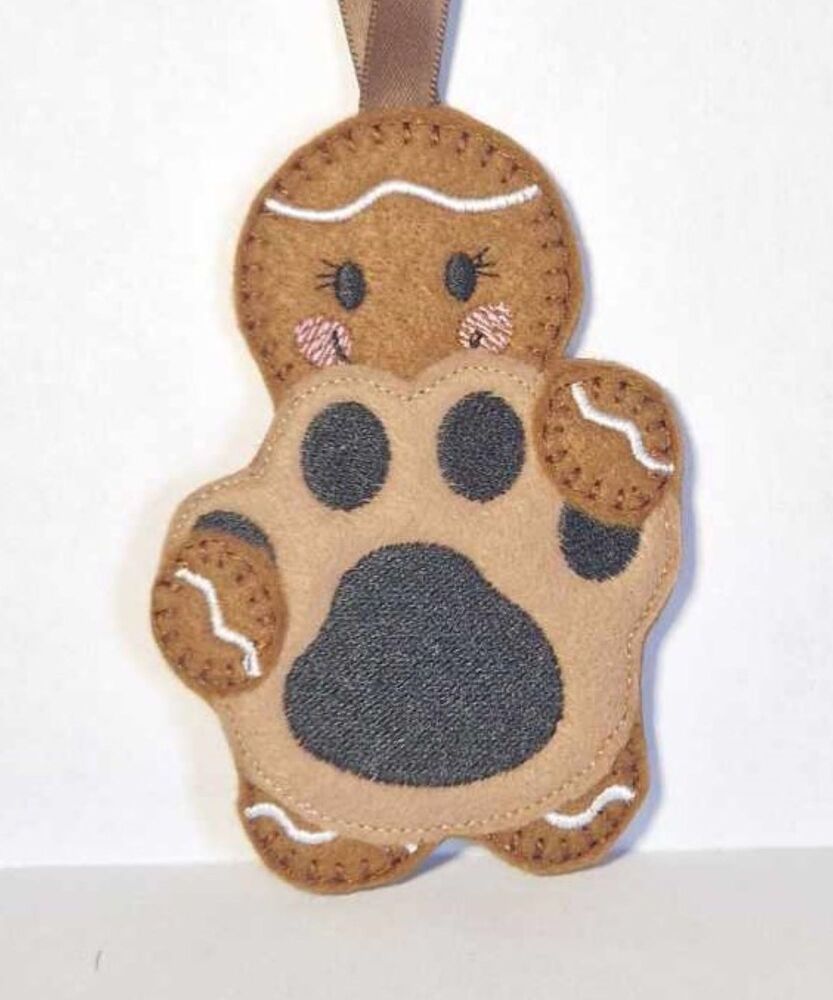 Pet animal Paw Print Gingerbread decoration, Can be a Keyring / fridge magnet or hanging decoration, Christmas Tree Decoration