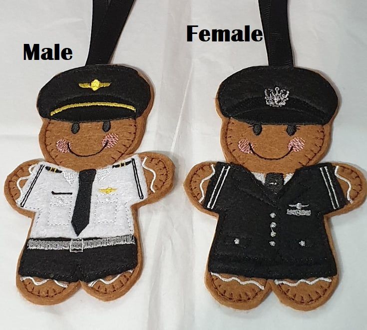 Pilot Gingerbread Felt Hanging Decoration, Christmas Tree Decoration. Avail