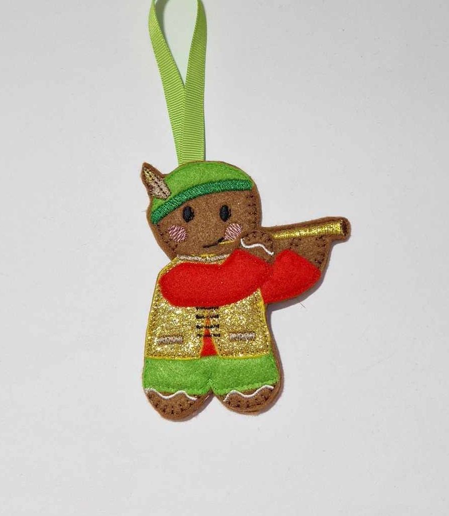 Piper Piping Gingerbread Felt Hanging Decoration, Christmas Tree Decoration. Available as Keyring & Fridge Magnet too. Part of 12 days of Christmas