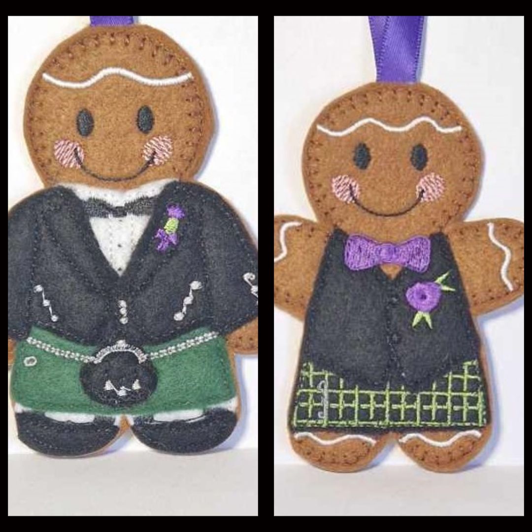 Scottish Groom Wedding Gingerbread Felt Hanging Decoration, Christmas Tree 