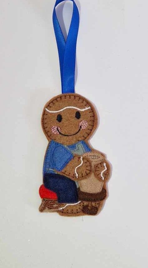 Potter Gingerbread Felt Hanging Decoration, Christmas Tree Decoration. Available as Keyring & Fridge Magnet too.