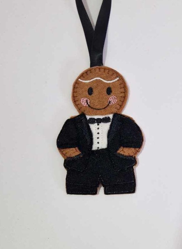 Prom Gingerbread Felt Hanging Decoration, Christmas Tree Decoration. Available as Keyring & Fridge Magnet too.