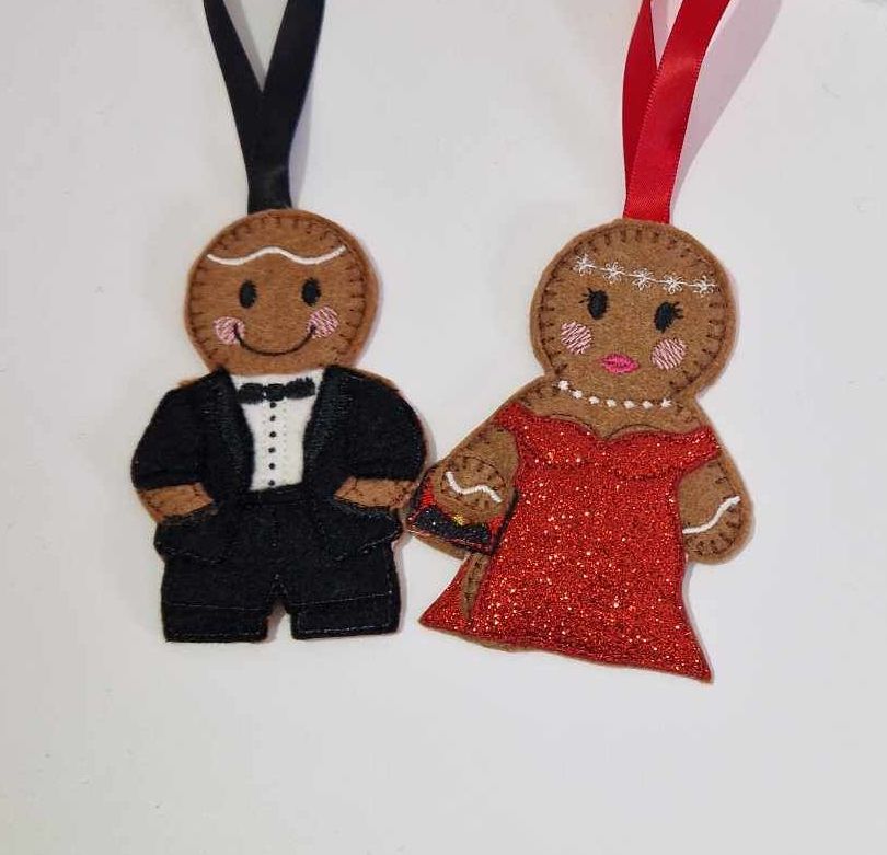 Prom Gingerbread Felt Hanging Decoration, Christmas Tree Decoration. Availa