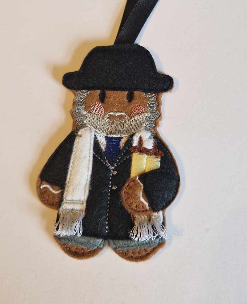 Rabbi Gingerbread Felt Hanging Decoration, Keyring, Fridge magnet.