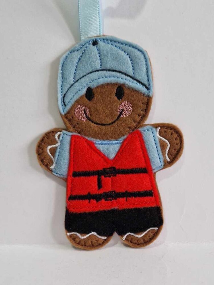 Sailing Gingerbread Felt Hanging Decoration.  Can be Keyring or fridge magnet too