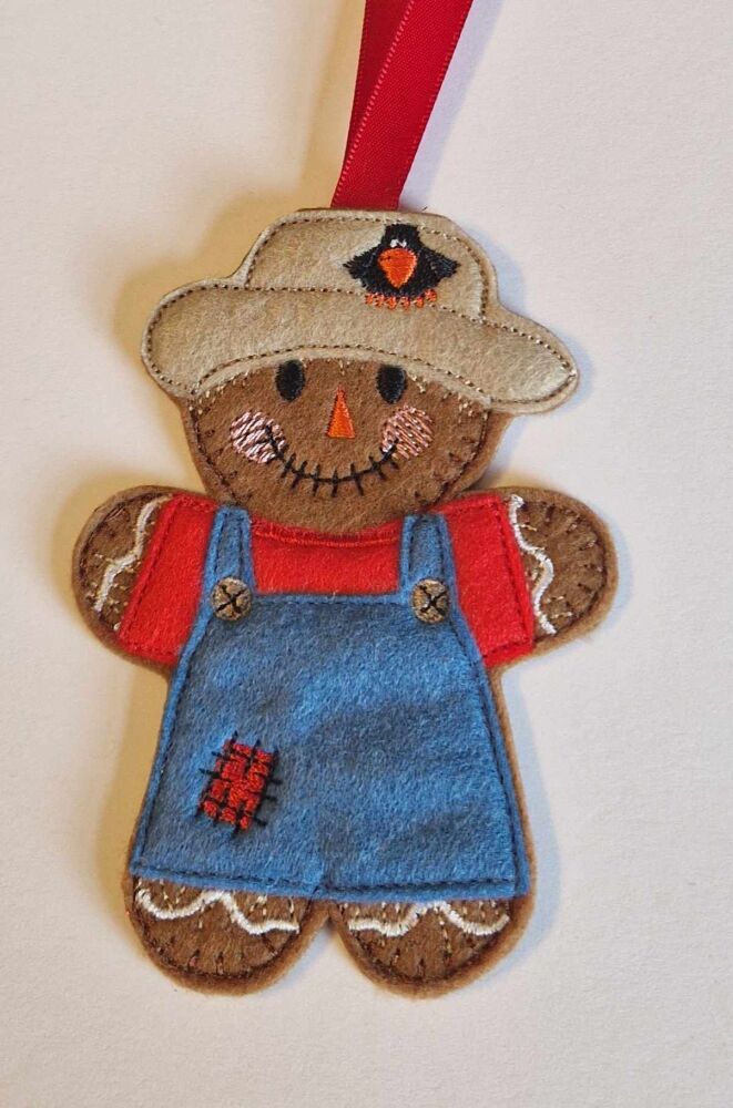 Scarecrow  Gingerbread Felt Hanging Decoration.  Can be Keyring or fridge magnet too