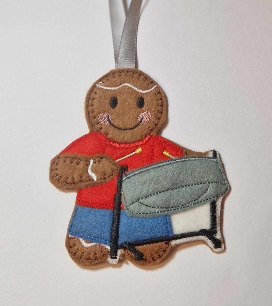 Steelpan Drum Gingerbread Felt Hanging Decoration.  Can be Keyring or fridge magnet too