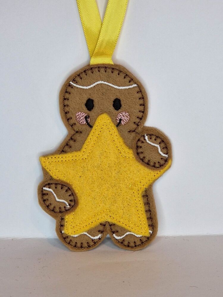 Star Gingerbread Felt Hanging Decoration.  Can be Keyring or fridge magnet too